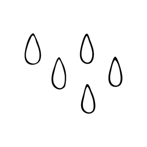 Rain drops doodle Wet weather Vector hand drawn meteorological forecast symbols Liquid drops Rain season Thin line web design icon