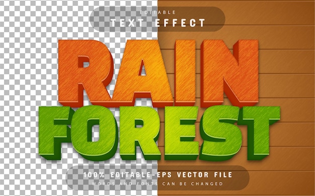 Rain forest 3d text effect editable