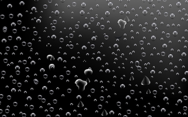 Rain transparent drops flow down the glassRealistic wet condensation texture