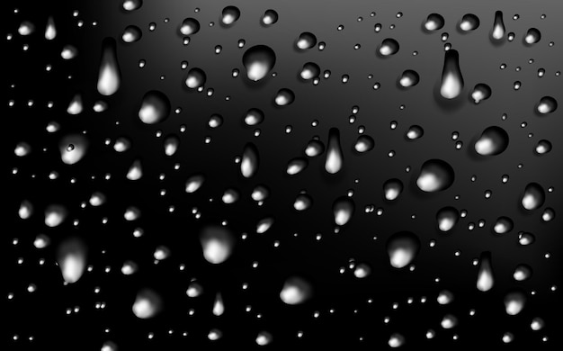 Rain transparent drops flow down the glassRealistic wet condensation textureFresh water splash eff