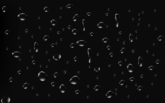 Rain transparent drops flow down the glassRealistic wet condensation textureFresh water splash