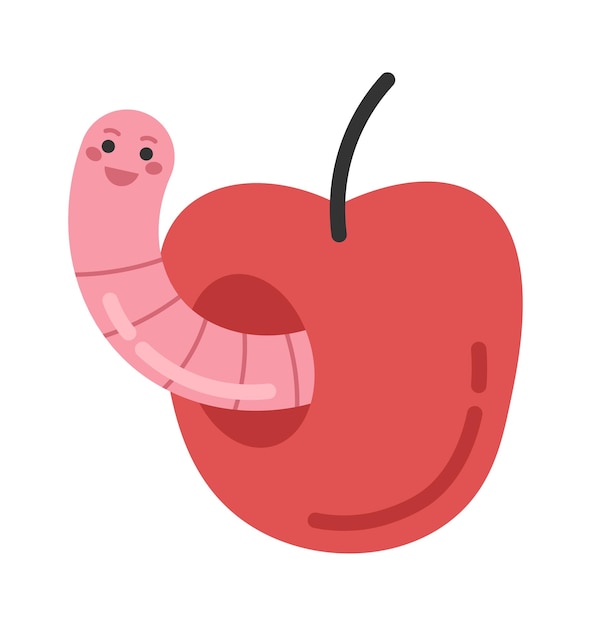 Rain worm in apple character