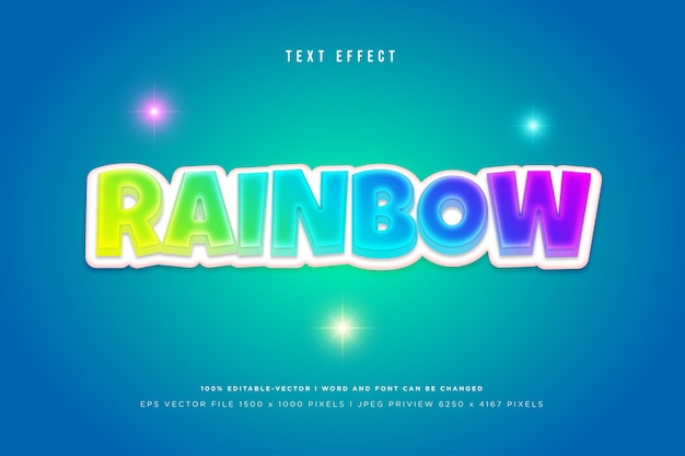 Rainbow 3d text effect on tosca background