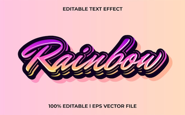 rainbow 3d text effect with gravity theme. stylish text lettering typography font style