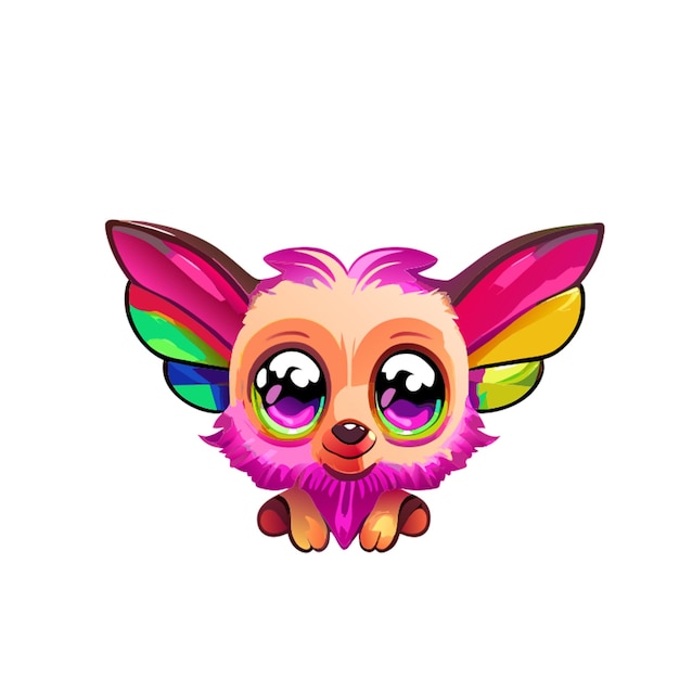 rainbow alien curly elf owl butterfly bat tiger elk puppy kitten vector illustration