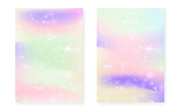 Rainbow background with kawaii princess gradient Magic unicorn