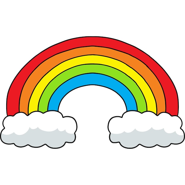 Vector rainbow cartoon colored clipart illustration