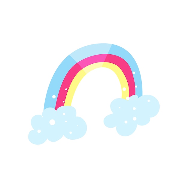 Rainbow and clouds cartoon vector Illustration isolated on a white background