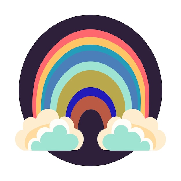 Rainbow and clouds icon Flat illustration of rainbow and clouds vector icon for web design