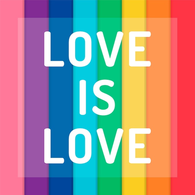 A rainbow colored background with love is love concept for pride month