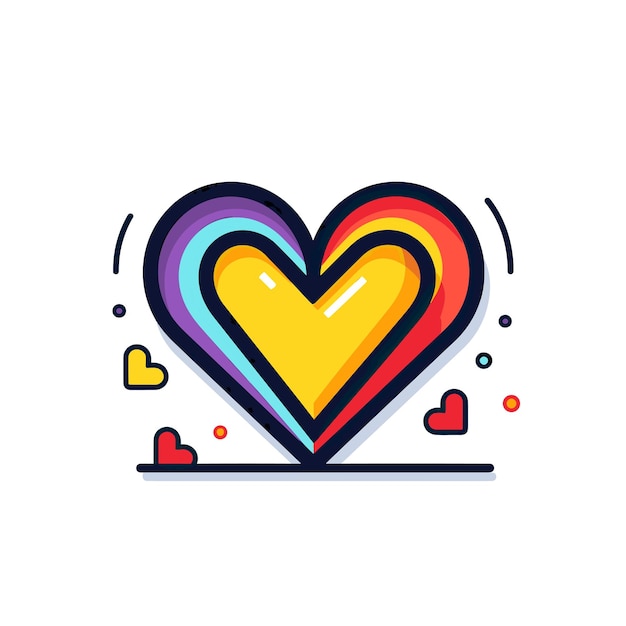 A rainbow colored heart with the words rainbow on it