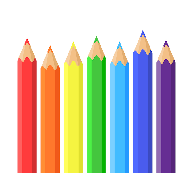 Rainbow of colored pencils. Vector illustration of pencils