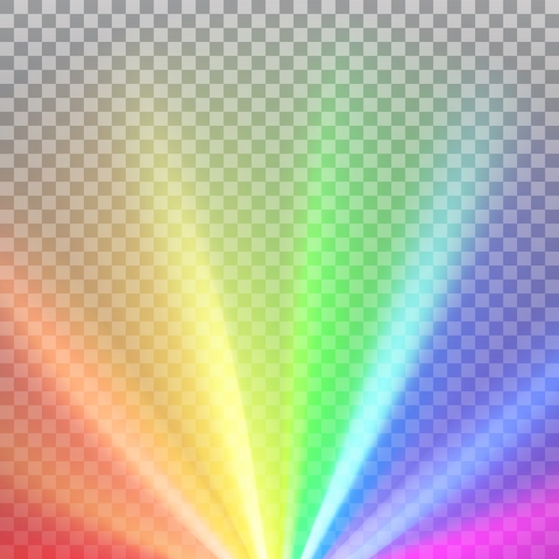 Rainbow colored rays with color spectrum flare