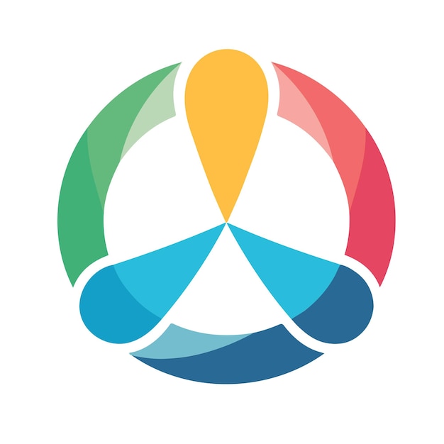 Rainbow colored round logo with triangle propeller