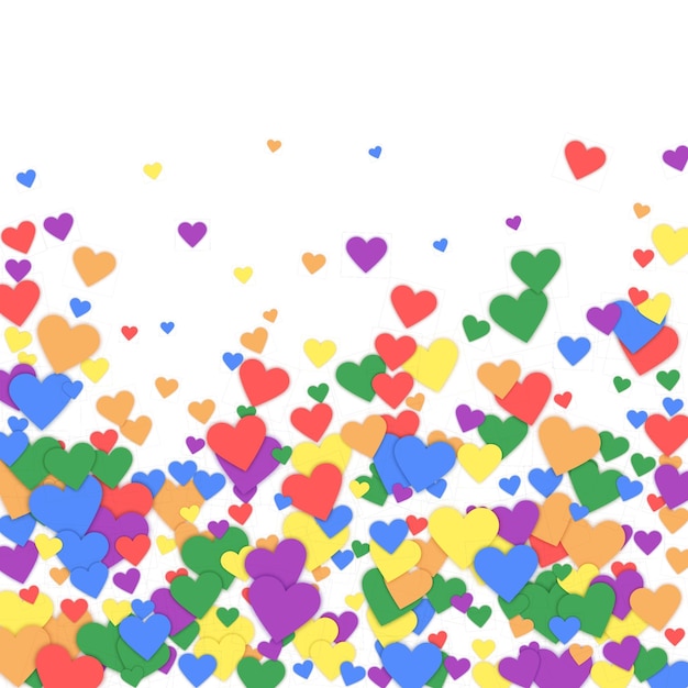 Vector rainbow colored scattered hearts lgbt valentine