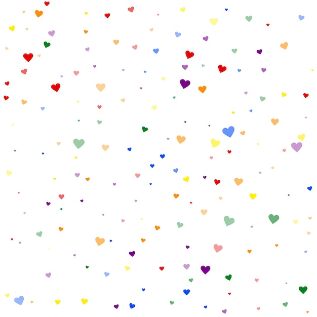 Rainbow colored scattered hearts LGBT valentine