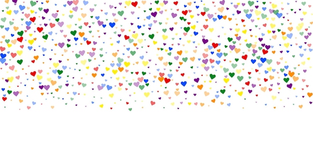 Rainbow colored scattered hearts LGBT valentine