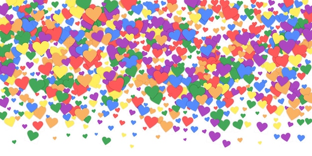 Vector rainbow colored scattered hearts lgbt valentine