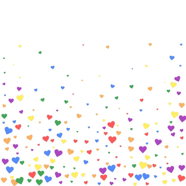 Rainbow colored scattered hearts LGBT valentine