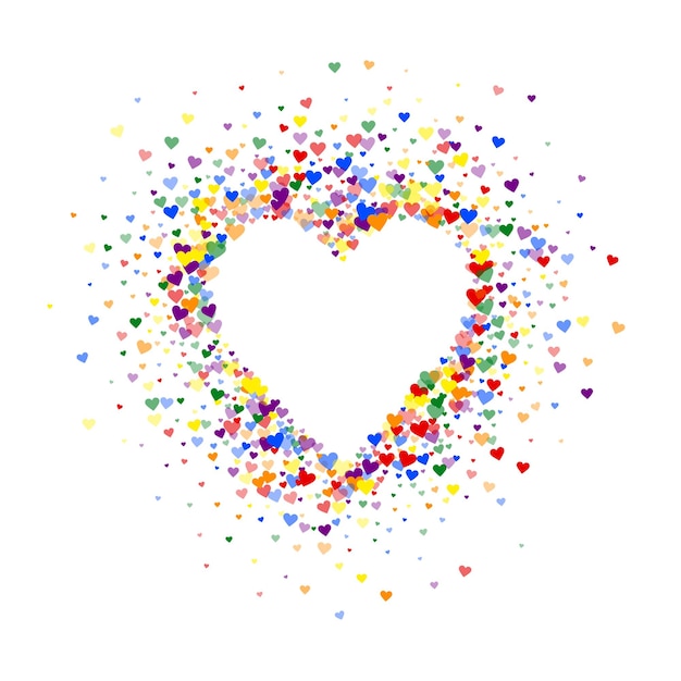 Rainbow colored scattered hearts LGBT valentine