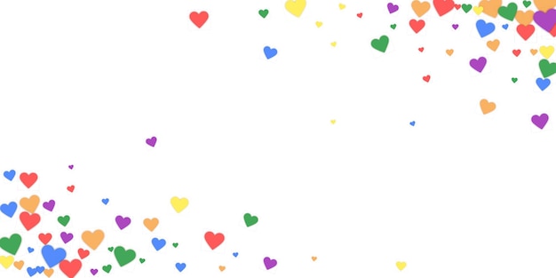 Rainbow colored scattered hearts LGBT valentine