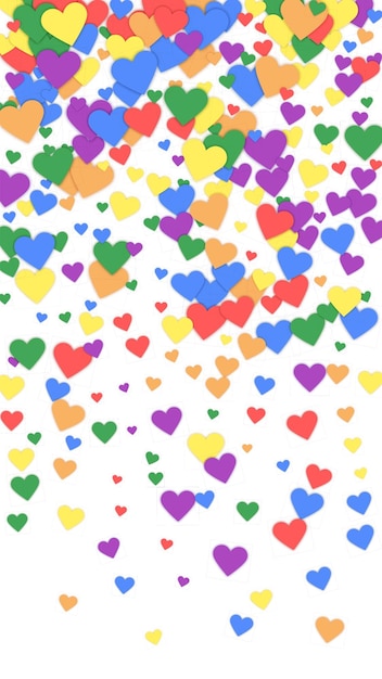 Vector rainbow colored scattered hearts lgbt valentine