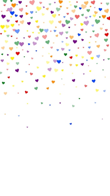 Vector rainbow colored scattered hearts lgbt valentine