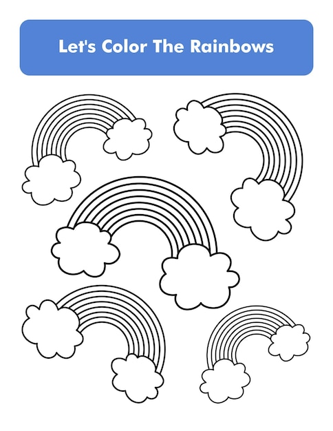 Rainbow Coloring Book Page In Letter Page Size Children Coloring Worksheet Premium Vector Element