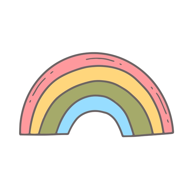 Rainbow in a cute doodle style Vector isolated illustration