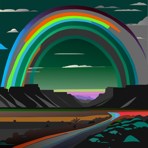 Vector rainbow at desert vector illustration