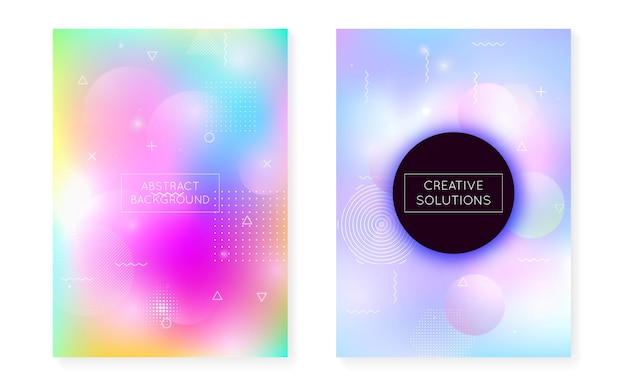 Rainbow Design. Blue Round Presentation. Summer Dots. Space Poster. Science Flyer. Magic Luminous Elements. Gradient Pattern. Holographic Texture. Purple Rainbow Design