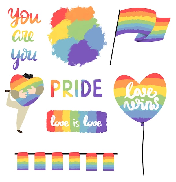 Rainbow elements clipart lgbtq color symbol of love lgbt community signs