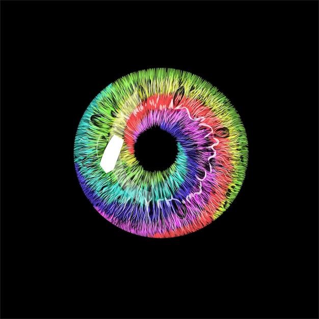 rainbow eyeball illustration. Color vision, creative symbol concept.