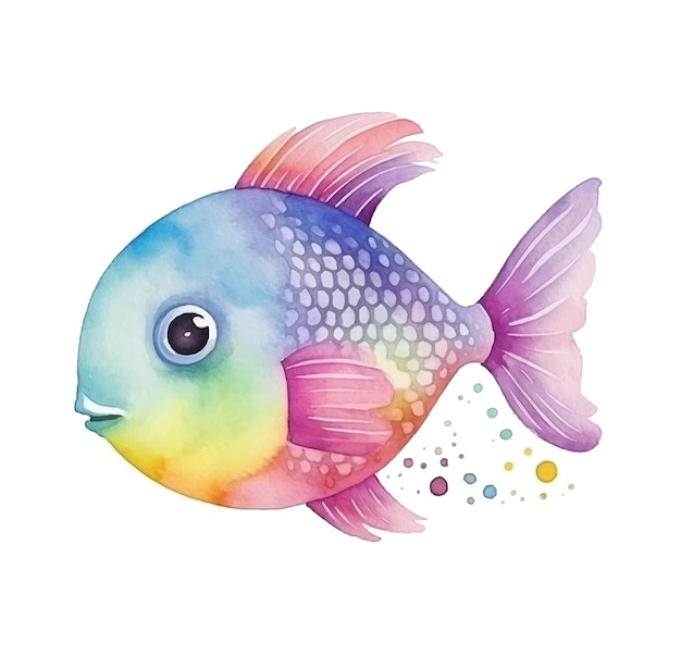 Rainbow Fish watercolor paint