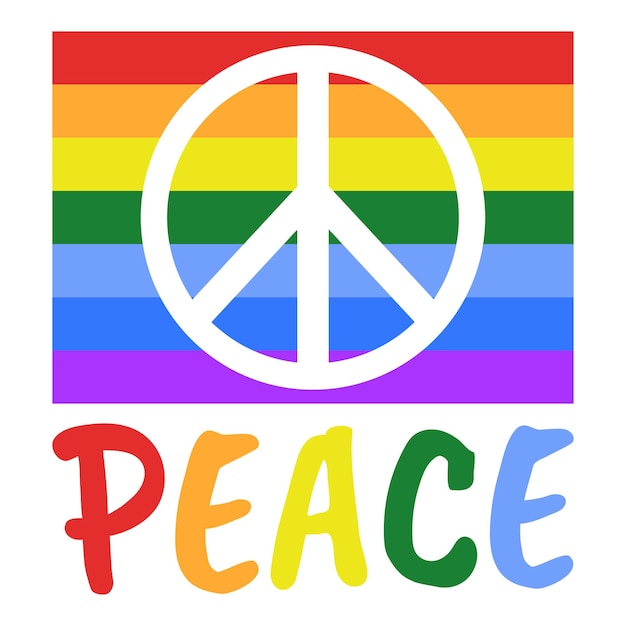 Rainbow flag with peace sign text peace rainbow colors pacifism concept peaceful symbols and signs