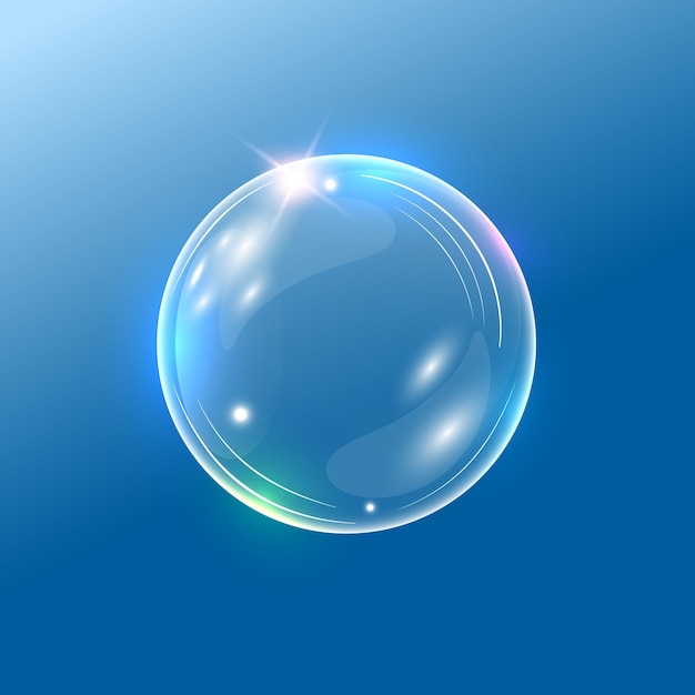 Rainbow glossy soap bubble Realistic transparent 3d vector sphere