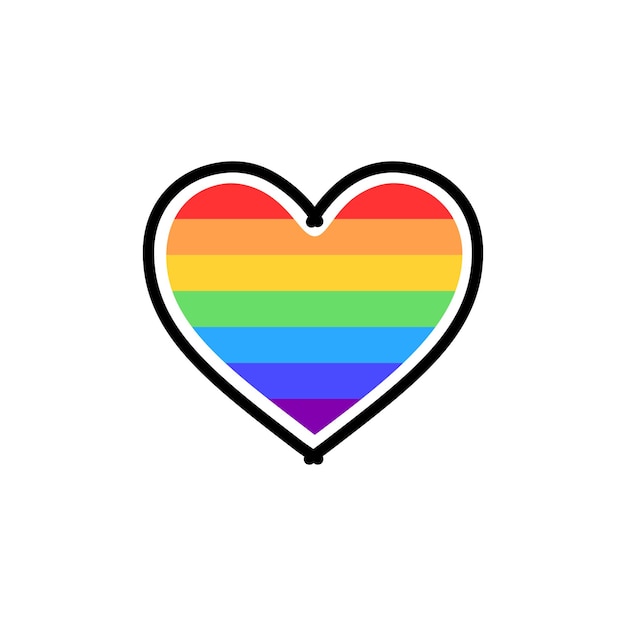 The rainbow heart is a sign of the LGBT community colored vector illustration