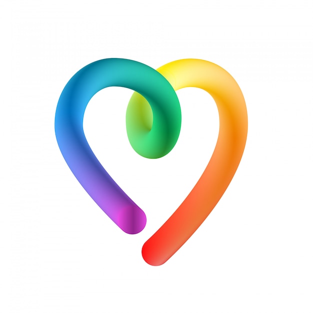 Rainbow heart on white