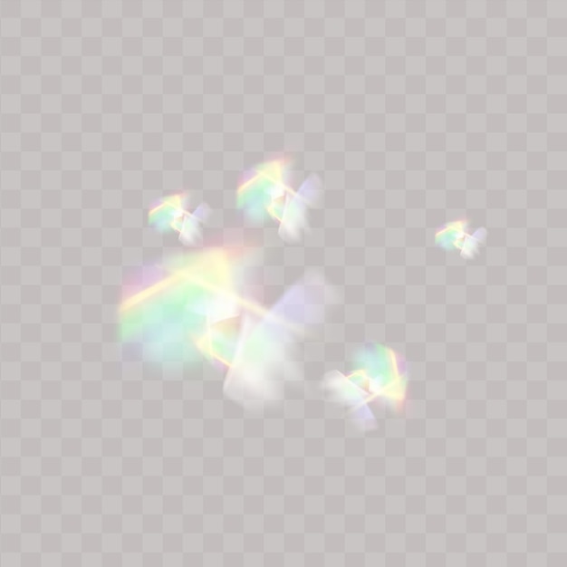 Rainbow highlights on a light background.Glare or reflection from water and glass.