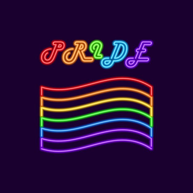 Rainbow lgbt pride flag from neon lines