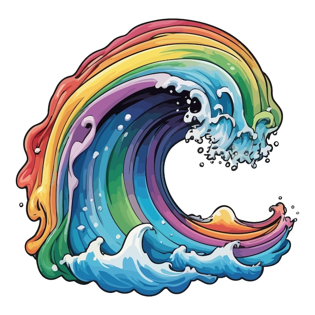 Rainbow liquid forming wave color art vector illustration