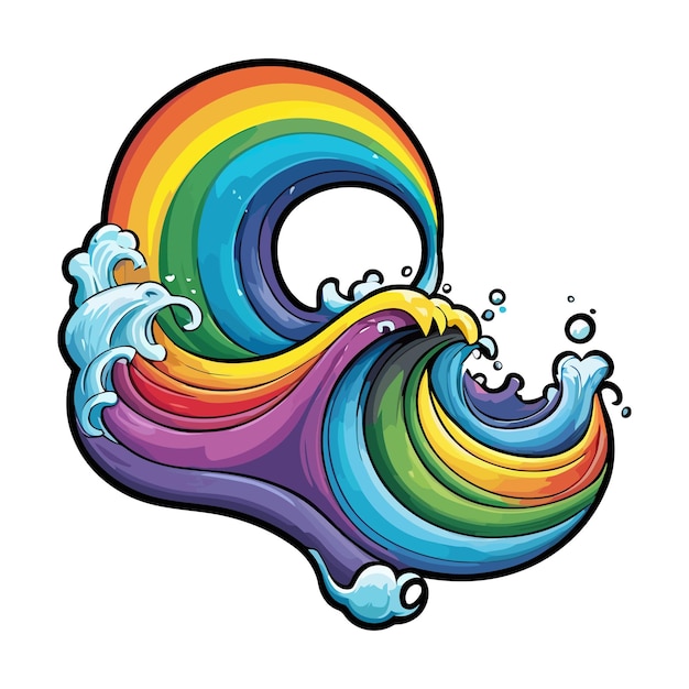 Rainbow liquid forming wave color art vector illustration