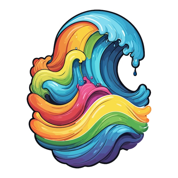 Rainbow liquid forming wave color art vector illustration