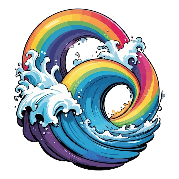 Rainbow liquid forming wave color art vector illustration