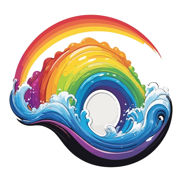 Rainbow liquid forming wave color art vector illustration