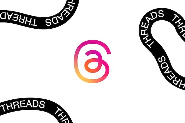 Vector rainbow logo of threads instagram app with design curve text of threads