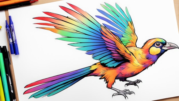 Vector rainbow parrot bird watercolor illustration