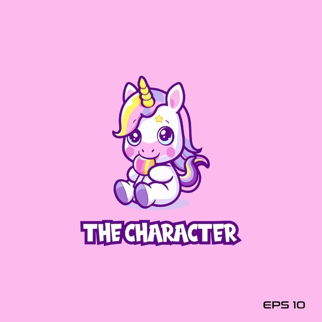 rainbow pony character vector illustration eps 10 mascot logo cute