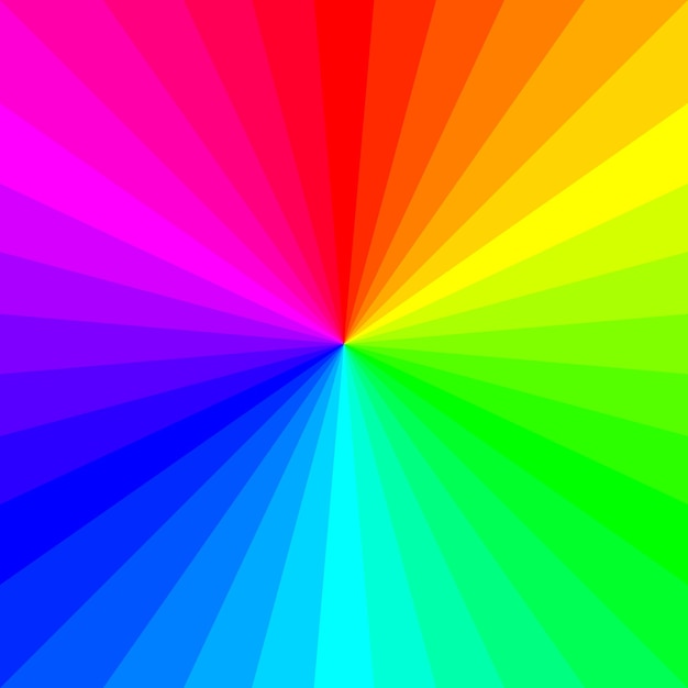 Vector rainbow rays radial square background vector