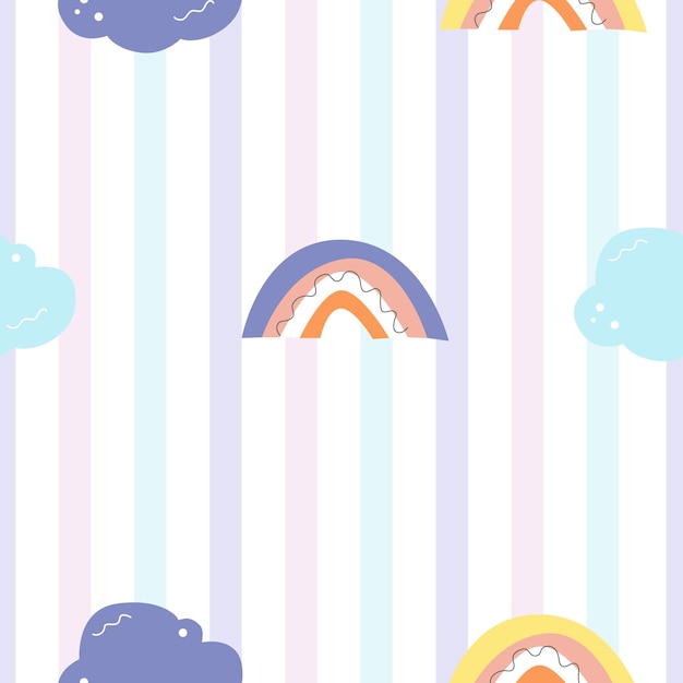 Rainbow seamless pattern in simple style. Design for wallpaper, textile, fabric. For children